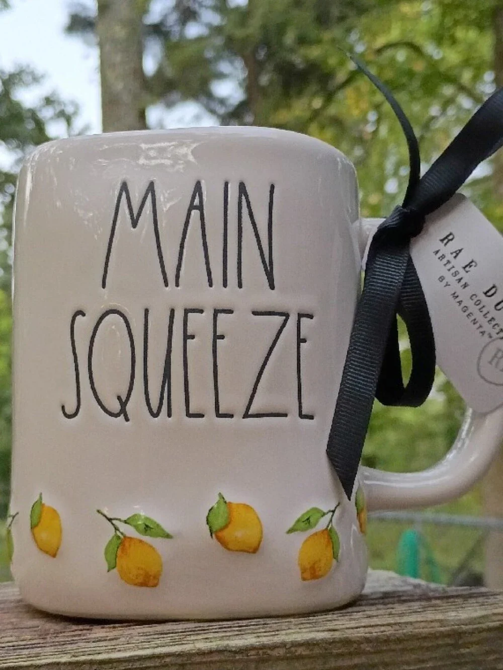 Rae Dunn Cream Mug with Yellow Lemons - MAIN SQUEEZE- NEW W/TAGS